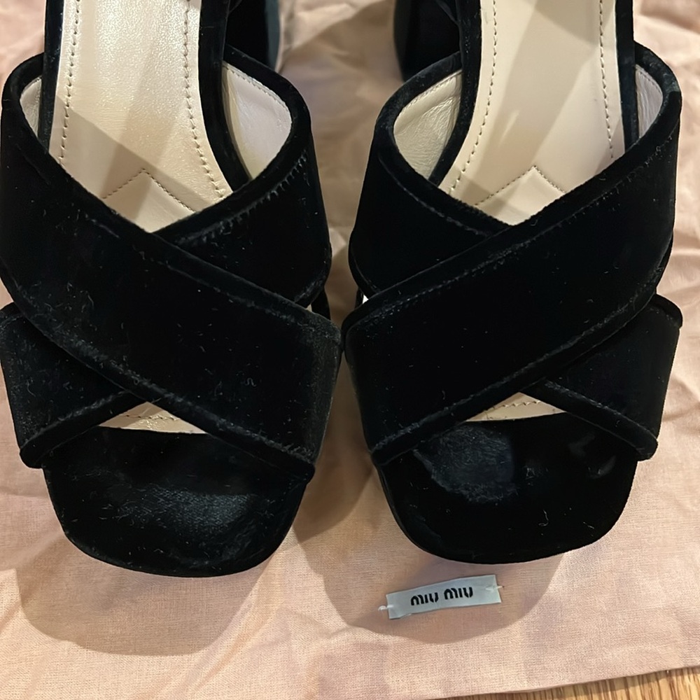 Miu Miu Velvet Platform Sandals size 38 black